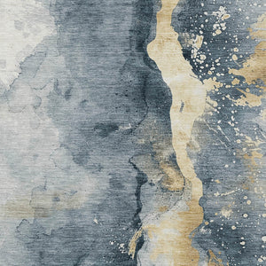 Homeroots 3' Abstract Gold Washable Indoor Outdoor Area Rug - Stylish Durability For Home And Garden Spaces Graphite Polyester 618505