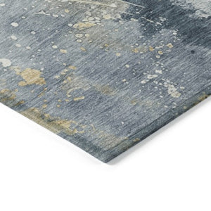 Homeroots 3' Abstract Gold Washable Indoor Outdoor Area Rug - Stylish Durability For Home And Garden Spaces Graphite Polyester 618506