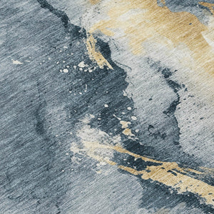 Homeroots 3' Abstract Gold Washable Indoor Outdoor Area Rug - Stylish Durability For Home And Garden Spaces Graphite Polyester 618506