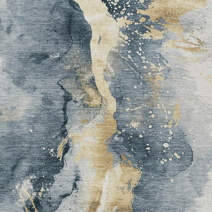 Homeroots 3' Abstract Gold Washable Indoor Outdoor Area Rug - Stylish Durability For Home And Garden Spaces Graphite Polyester 618507