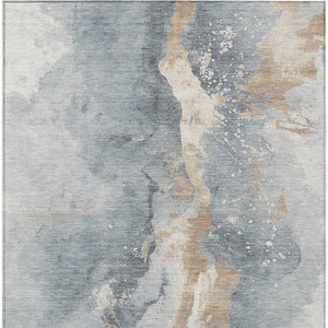 Homeroots 3' Abstract Gold Washable Indoor Outdoor Area Rug - Stylish Durability For Home And Garden Spaces Gray Polyester 618508