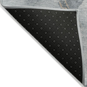 Homeroots 3' Abstract Gold Washable Indoor Outdoor Area Rug - Stylish Durability For Home And Garden Spaces Gray Polyester 618508