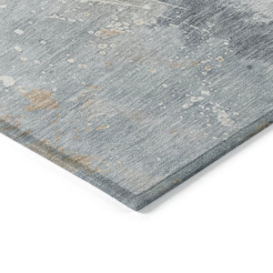 Homeroots 3' Abstract Gold Washable Indoor Outdoor Area Rug - Stylish Durability For Home And Garden Spaces Gray Polyester 618509