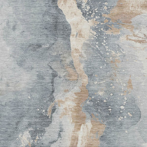 Homeroots 3' Abstract Gold Washable Indoor Outdoor Area Rug - Stylish Durability For Home And Garden Spaces Gray Polyester 618509