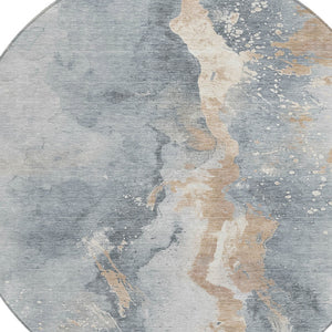 Homeroots 3' Abstract Gold Washable Indoor Outdoor Area Rug - Stylish Durability For Home And Garden Spaces Gray Polyester 618510