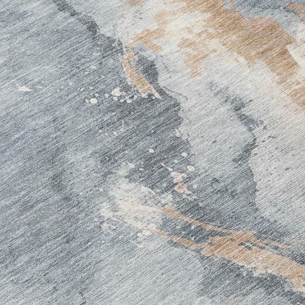 Homeroots 3' Abstract Gold Washable Indoor Outdoor Area Rug - Stylish Durability For Home And Garden Spaces Gray Polyester 618510