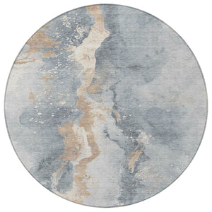 Homeroots 3' Abstract Gold Washable Indoor Outdoor Area Rug - Stylish Durability For Home And Garden Spaces Gray Polyester 618510