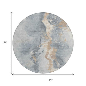 Homeroots 3' Abstract Gold Washable Indoor Outdoor Area Rug - Stylish Durability For Home And Garden Spaces Gray Polyester 618510