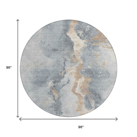 Homeroots 3' Abstract Gold Washable Indoor Outdoor Area Rug - Stylish Durability For Home And Garden Spaces Gray Polyester 618510