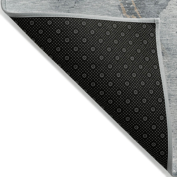 Homeroots 3' Abstract Gold Washable Indoor Outdoor Area Rug - Stylish Durability For Home And Garden Spaces Gray Polyester 618511