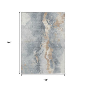 Homeroots 3' Abstract Gold Washable Indoor Outdoor Area Rug - Stylish Durability For Home And Garden Spaces Gray Polyester 618512