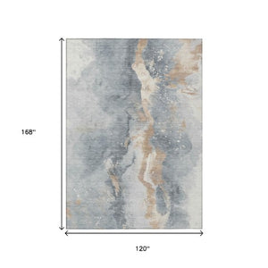 Homeroots 3' Abstract Gold Washable Indoor Outdoor Area Rug - Stylish Durability For Home And Garden Spaces Gray Polyester 618513