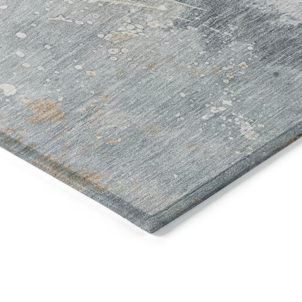 Homeroots 3' Abstract Gold Washable Indoor Outdoor Area Rug - Stylish Durability For Home And Garden Spaces Gray Polyester 618513