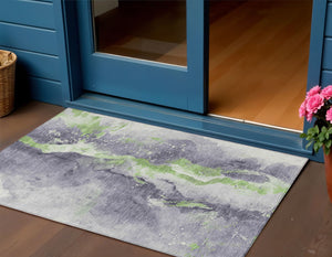 Homeroots 3' Abstract Gold Washable Indoor Outdoor Area Rug - Stylish Durability For Home And Garden Spaces Lavender Polyester 618514