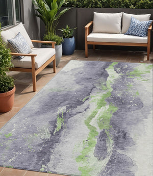 Homeroots 3' Abstract Gold Washable Indoor Outdoor Area Rug - Stylish Durability For Home And Garden Spaces Lavender Polyester 618515