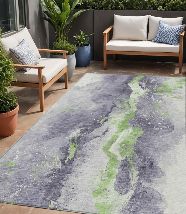 Homeroots 3' Abstract Gold Washable Indoor Outdoor Area Rug - Stylish Durability For Home And Garden Spaces Lavender Polyester 618515