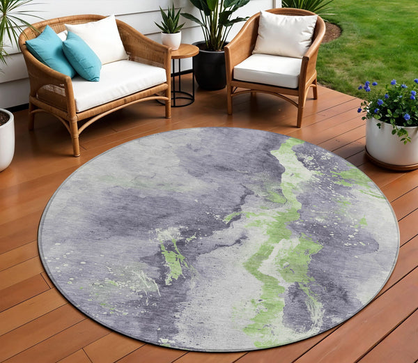 Homeroots 3' Abstract Gold Washable Indoor Outdoor Area Rug - Stylish Durability For Home And Garden Spaces Lavender Polyester 618516
