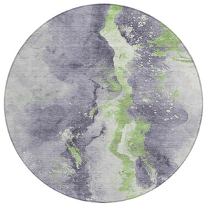 HomeRoots 5' Contemporary Lavender and Lime Green Abstract Indoor Outdoor Area Rug for Stylish Spaces 8' Round 618516