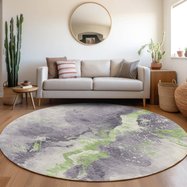 Homeroots 3' Abstract Gold Washable Indoor Outdoor Area Rug - Stylish Durability For Home And Garden Spaces Lavender Polyester 618516