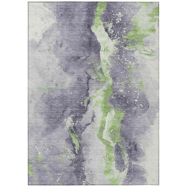 HomeRoots 5' Contemporary Lavender and Lime Green Abstract Indoor Outdoor Area Rug for Stylish Spaces 9' X 12' 618518