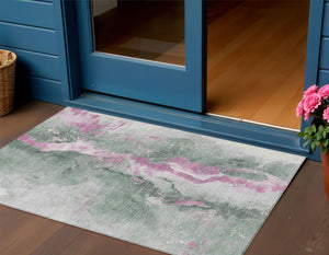 Homeroots 3' Abstract Gold Washable Indoor Outdoor Area Rug - Stylish Durability For Home And Garden Spaces Sage Polyester 618520