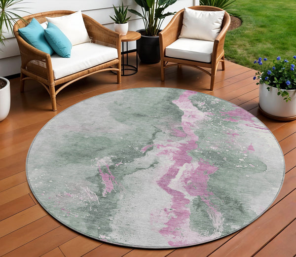 Homeroots 3' Abstract Gold Washable Indoor Outdoor Area Rug - Stylish Durability For Home And Garden Spaces Sage Polyester 618522