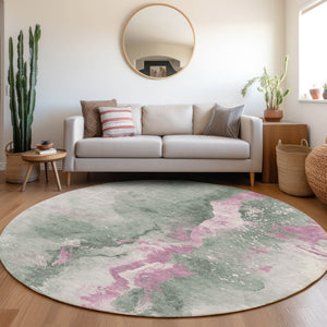 Homeroots 3' Abstract Gold Washable Indoor Outdoor Area Rug - Stylish Durability For Home And Garden Spaces Sage Polyester 618522