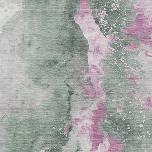 Homeroots 3' Abstract Gold Washable Indoor Outdoor Area Rug - Stylish Durability For Home And Garden Spaces Sage Polyester 618525