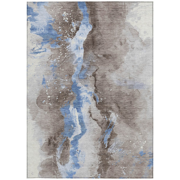 Homeroots 3' Abstract Gold Washable Indoor Outdoor Area Rug - Stylish Durability For Home And Garden Spaces Taupe Polyester 618527