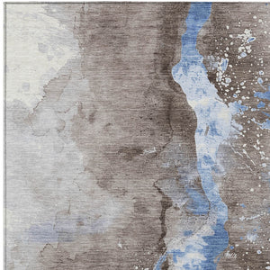 Homeroots 3' Abstract Gold Washable Indoor Outdoor Area Rug - Stylish Durability For Home And Garden Spaces Taupe Polyester 618527