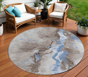 Homeroots 3' Abstract Gold Washable Indoor Outdoor Area Rug - Stylish Durability For Home And Garden Spaces Taupe Polyester 618528