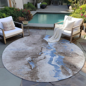 Homeroots 3' Abstract Gold Washable Indoor Outdoor Area Rug - Stylish Durability For Home And Garden Spaces Taupe Polyester 618528