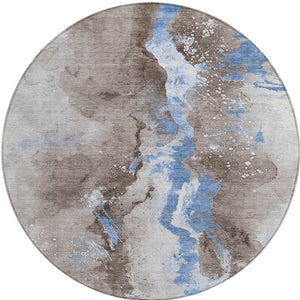 Homeroots 3' Abstract Gold Washable Indoor Outdoor Area Rug - Stylish Durability For Home And Garden Spaces Taupe Polyester 618528