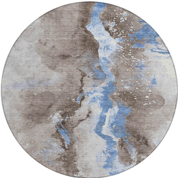 Homeroots 3' Abstract Gold Washable Indoor Outdoor Area Rug - Stylish Durability For Home And Garden Spaces Taupe Polyester 618528