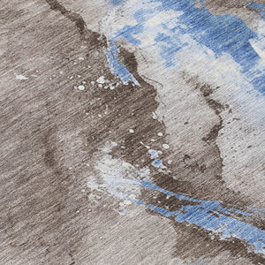 Homeroots 3' Abstract Gold Washable Indoor Outdoor Area Rug - Stylish Durability For Home And Garden Spaces Taupe Polyester 618528