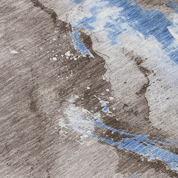 Homeroots 3' Abstract Gold Washable Indoor Outdoor Area Rug - Stylish Durability For Home And Garden Spaces Taupe Polyester 618528