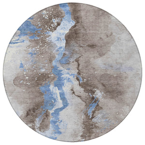 Homeroots 3' Abstract Gold Washable Indoor Outdoor Area Rug - Stylish Durability For Home And Garden Spaces Taupe Polyester 618528