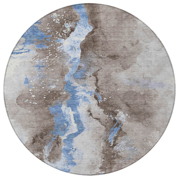 Homeroots 3' Abstract Gold Washable Indoor Outdoor Area Rug - Stylish Durability For Home And Garden Spaces Taupe Polyester 618528