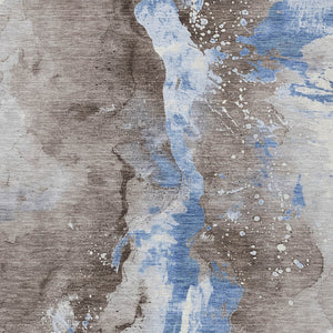 Homeroots 3' Abstract Gold Washable Indoor Outdoor Area Rug - Stylish Durability For Home And Garden Spaces Taupe Polyester 618529