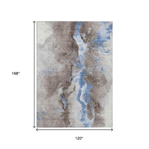 Homeroots 3' Abstract Gold Washable Indoor Outdoor Area Rug - Stylish Durability For Home And Garden Spaces Taupe Polyester 618531