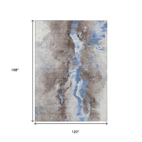 Homeroots 3' Abstract Gold Washable Indoor Outdoor Area Rug - Stylish Durability For Home And Garden Spaces Taupe Polyester 618531