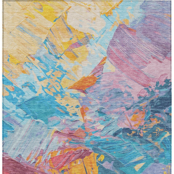 HomeRoots 5' Vibrant Abstract Area Rug – Modern Washable Indoor/Outdoor Design for High-Traffic Spaces 5' X 8' 618533