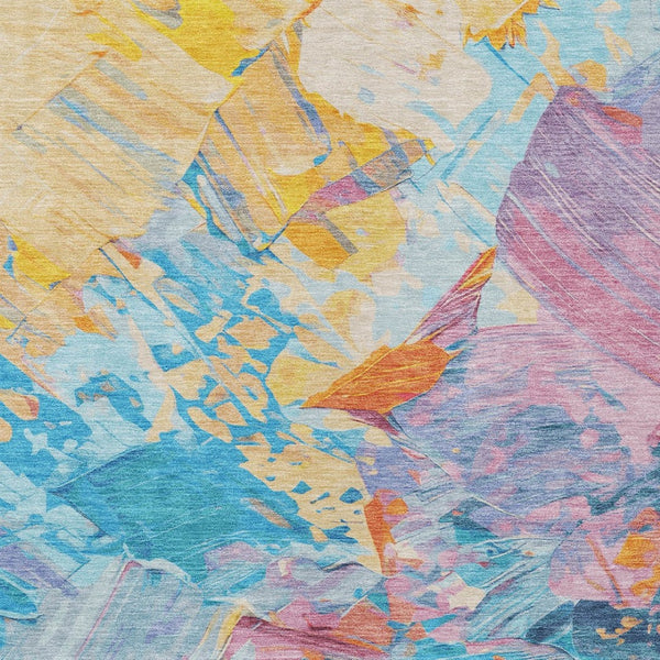 HomeRoots 5' Vibrant Abstract Area Rug – Modern Washable Indoor/Outdoor Design for High-Traffic Spaces 5' X 8' 618533