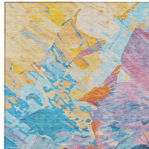 HomeRoots 5' Vibrant Abstract Area Rug – Modern Washable Indoor/Outdoor Design for High-Traffic Spaces 8' X 10' 618535