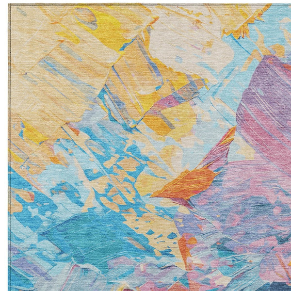 HomeRoots 5' Vibrant Abstract Area Rug – Modern Washable Indoor/Outdoor Design for High-Traffic Spaces 8' X 10' 618535