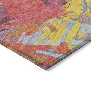 HomeRoots 5' Vibrant Abstract Area Rug – Modern Washable Indoor/Outdoor Design for High-Traffic Spaces 9' X 12' 618536