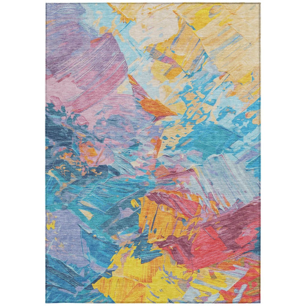 HomeRoots 5' Vibrant Abstract Area Rug – Modern Washable Indoor/Outdoor Design for High-Traffic Spaces 10' X 14' 618537