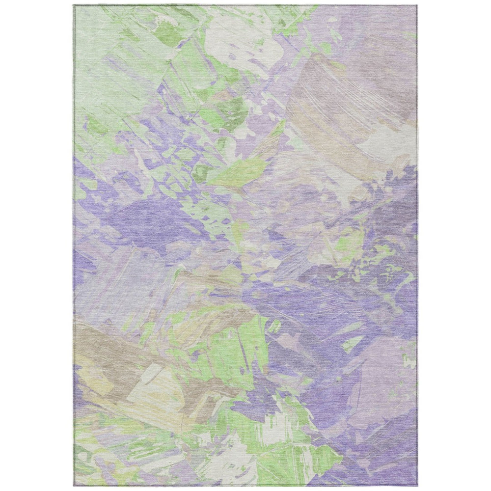 HomeRoots 5' Abstract Washable Indoor Outdoor Area Rug in Lavender Mint Green – Durable, Stylish, Versatile Design 5' X 8' 618545