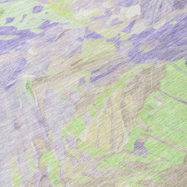 HomeRoots 5' Abstract Washable Indoor Outdoor Area Rug in Lavender Mint Green – Durable, Stylish, Versatile Design 5' X 8' 618545