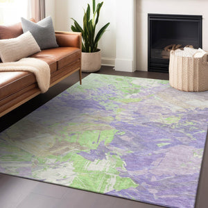 HomeRoots 5' Abstract Washable Indoor Outdoor Area Rug in Lavender Mint Green – Durable, Stylish, Versatile Design 5' X 8' 618545